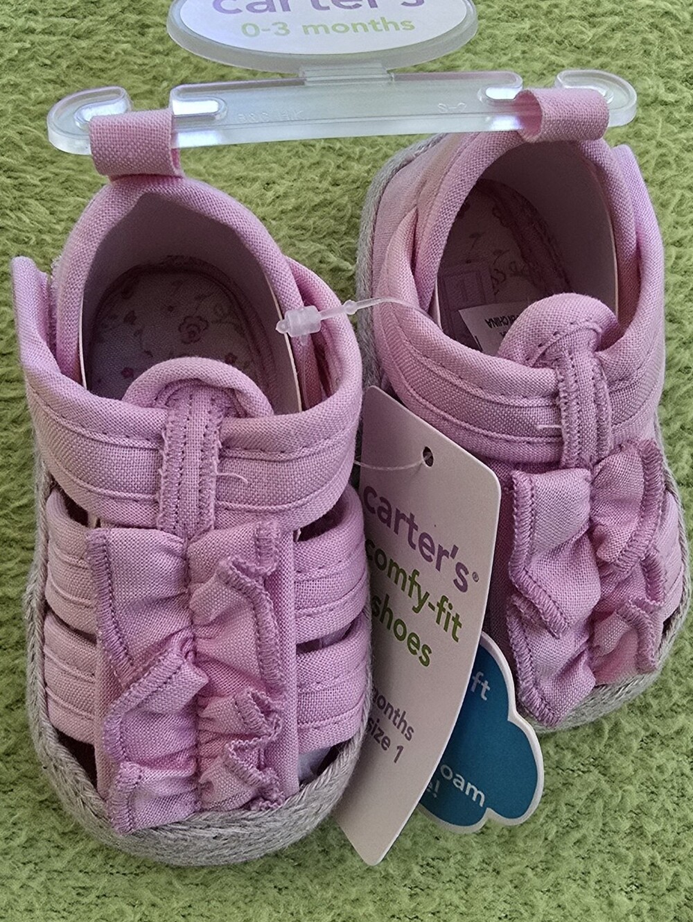 NWT Baby GIRLS  0-3M  SHOE Size 1  Carter's Pink Baby Walker Ruffle Detail (Q2)